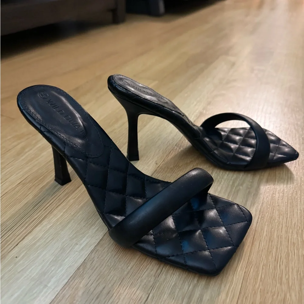 WILD DIVA LOUNGE Quilted Slide High Heel Sandal - Picture 2 of 9